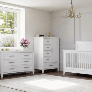 1499 Nursery Beckett Convertible Crib 6 Drawer Dresser in Warm White Nursery Design Center 2024